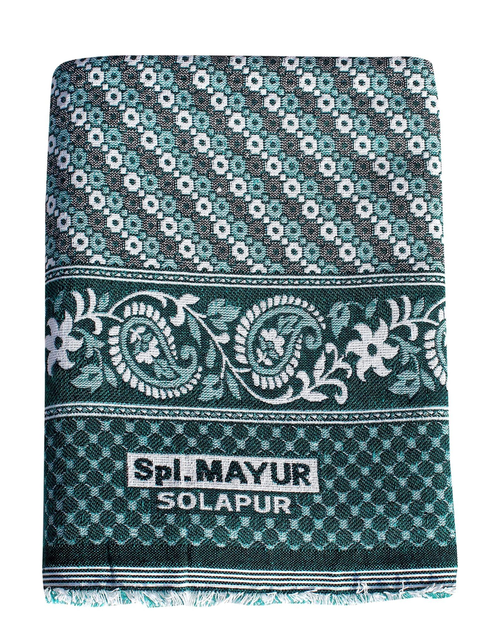 Mandhania Mayur Solapur Chaddar 100% Cotton Dailyuse Single Bed Blanket Pack of 1 Green