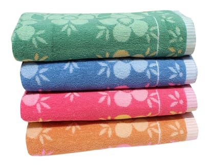 Mandhania Paradise Flora Premium Cotton Exotic Large Bath Towel 450 GSM (75x150cm) Pack of 4