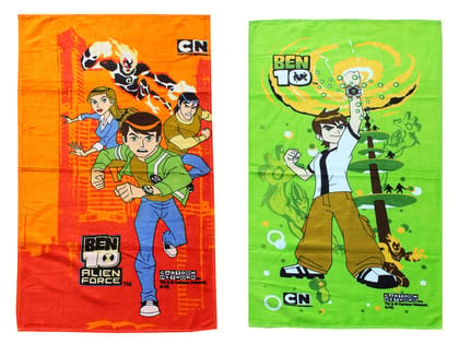 Mandhania Cotton Cartoon Printed Kids Bath Towel for Boys N Girls Pack of 2