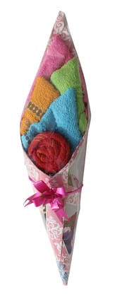 Mandhania Pure Cotton Fancy Reusable 5 pcs Face Towel Bouquet for Gift Purpose Pack of 3 (Assorted Color & Design)