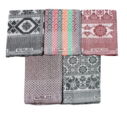 Solance Mandhania Indica Cotton Solapur Chaddar Blanket Single Bed Full Size Pack of 5