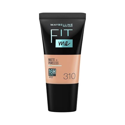 Maybelline New York Fit Me Matte+Poreless Liquid Foundation Medium Coverage For Oily Skin Powder Tube,310 Sun Beige,18Ml