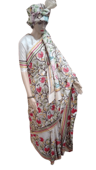 KANTHA STITCHED GACHHI TASAR SAREE