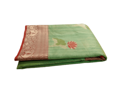 Banarasi Tissue Pale Green Silk Saree With Rich Pallu