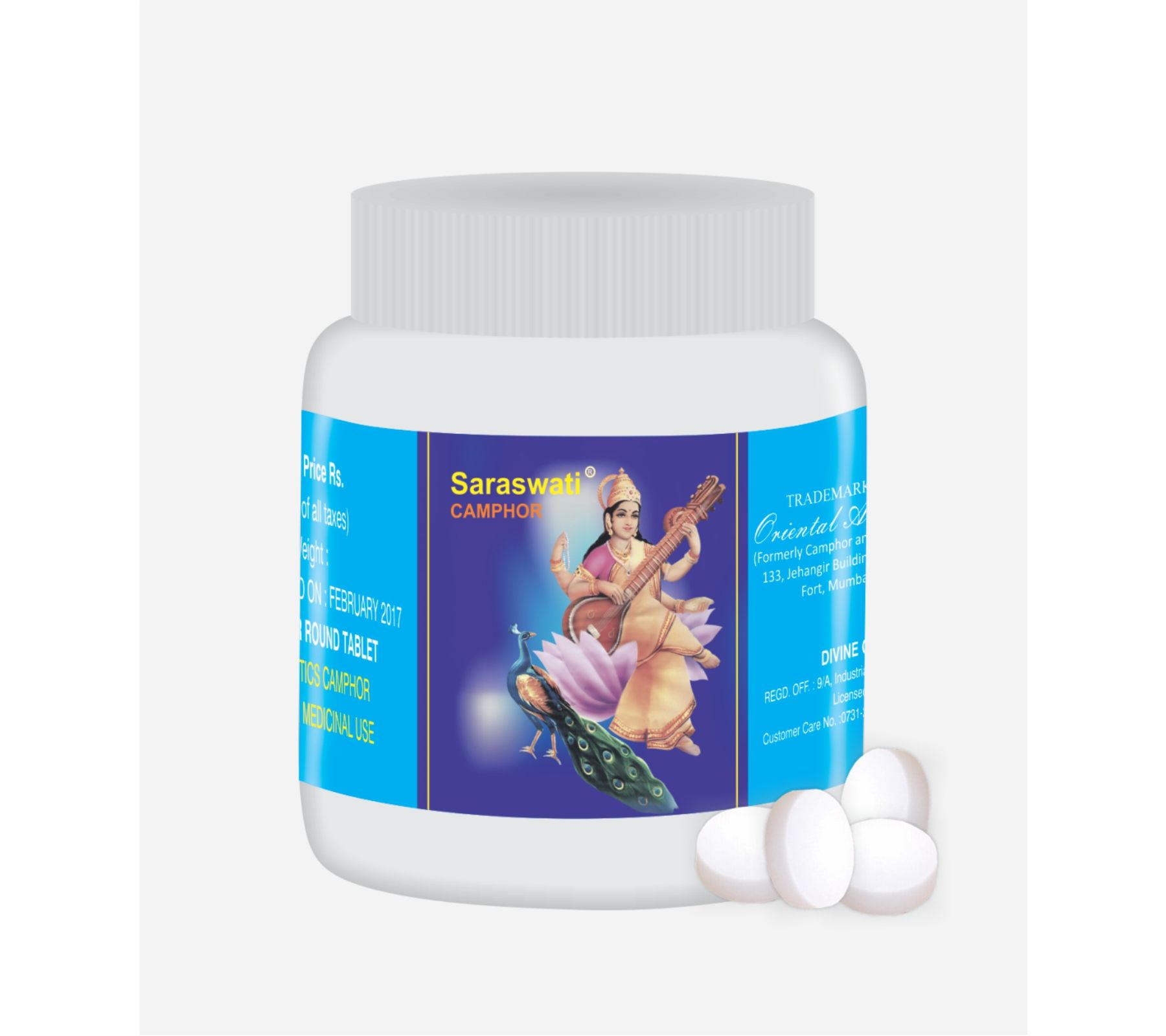 Saraswati Camphor Tablets Jar Original