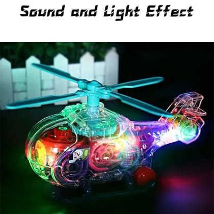 KTRS Enterprise Musical Toy Transparent Gear Helicopter for Kids Concept Electric Toys with Bump & Go Action for Kids Light & Sound Toy (Pack of 1)