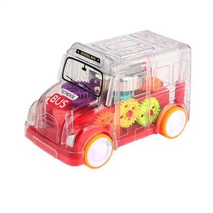 KTRS Enterprise Gear Bus for Kids, Mini School Bus with Tinkling Sound and Light Toy for Kids Above 3 Years, BIS Approved