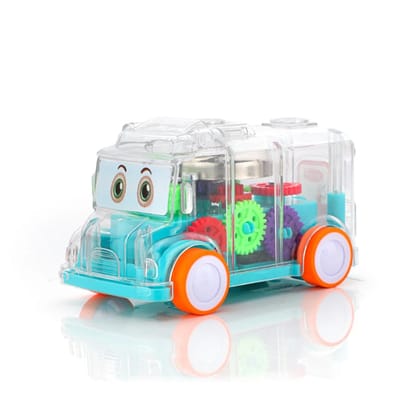 KTRS Enterprise Gear Bus for Kids, Mini School Bus with Tinkling Sound and Light Toy for Kids Above 3 Years, BIS Approved