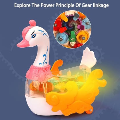 KTRS Enterprise 3D Swan Toy - Gear Simulation Mechanical 360 Degree Rotation, Sound and Light Toy for Kids with Gear Technology 3D Light Toy for 2-5 Years