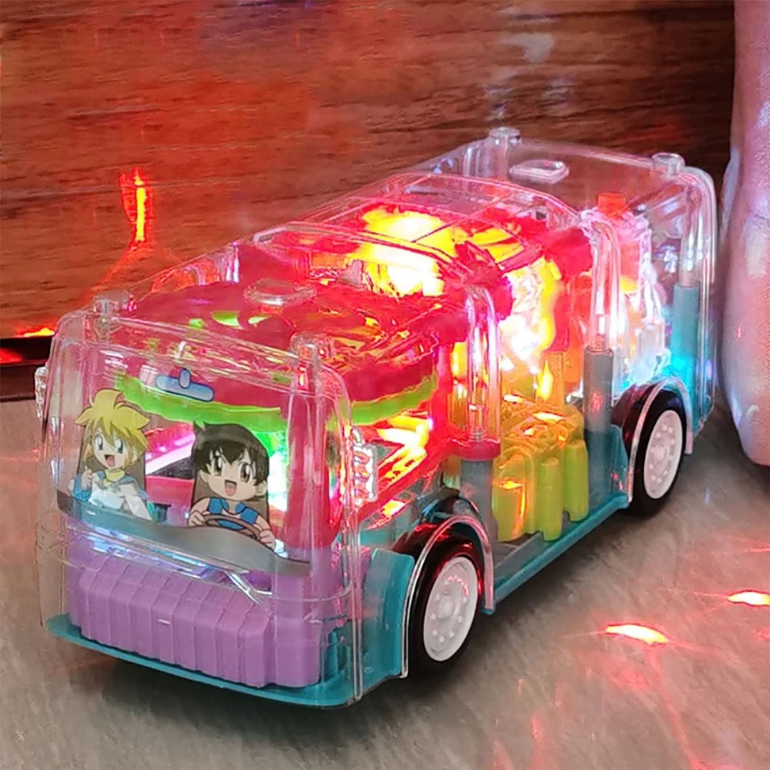 KTRS Enterprise 3D Bus Toy 360 Degree Rotation, Gear Simulation Mechanical Bus Sound and Light Toy for 2-5 Years Boys and Girls