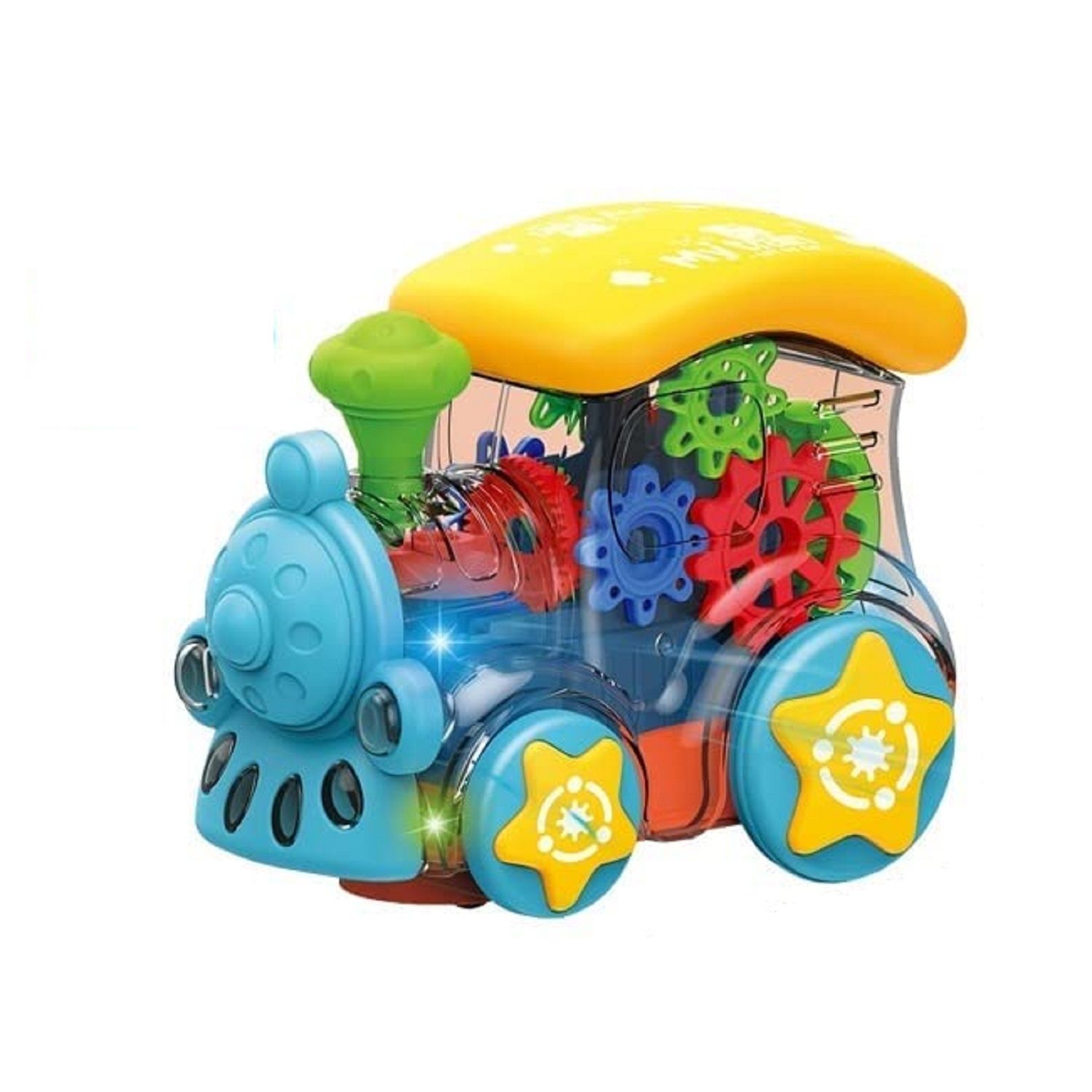 KTRS Enterprise Gear Train 3D Concept Toys - 360 Rotating Vehicle, Gear Simulation Technology with Engine Train Sound and Colorful Lights for Kids 1 Year & Above (Gear Engine)