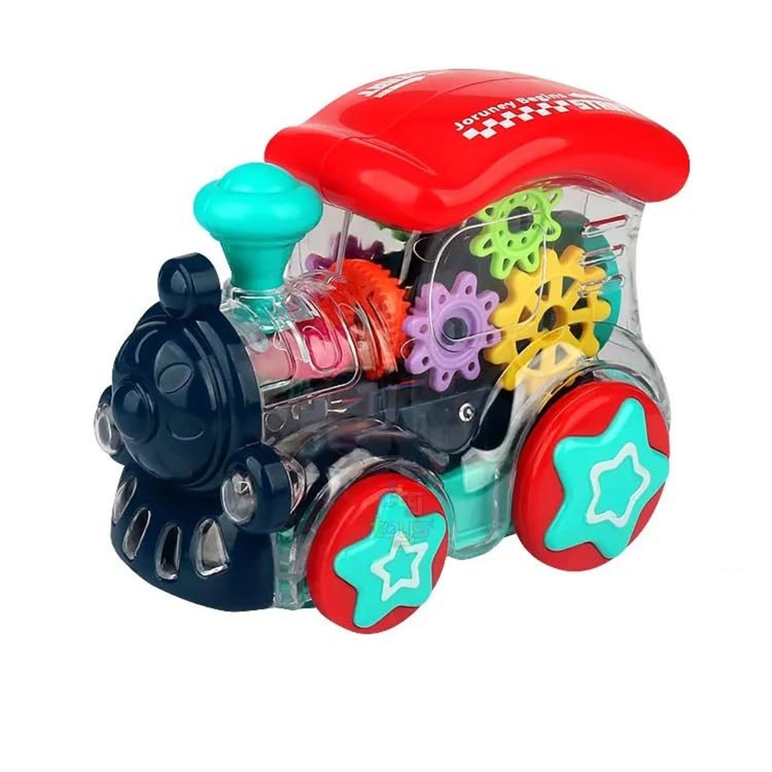 KTRS Enterprise Gear Train 3D Concept Toys - 360 Rotating Vehicle, Gear Simulation Technology with Engine Train Sound and Colorful Lights for Kids 1 Year & Above (Gear Engine)