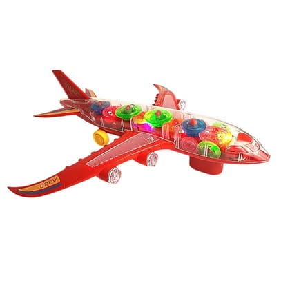 KTRS Enterprise Gear Display Transparent Airplane Large Toy for Kids - 360 Rotating Concept Racing with 3D Flashing LED Lights and Music (Gear Airplane)