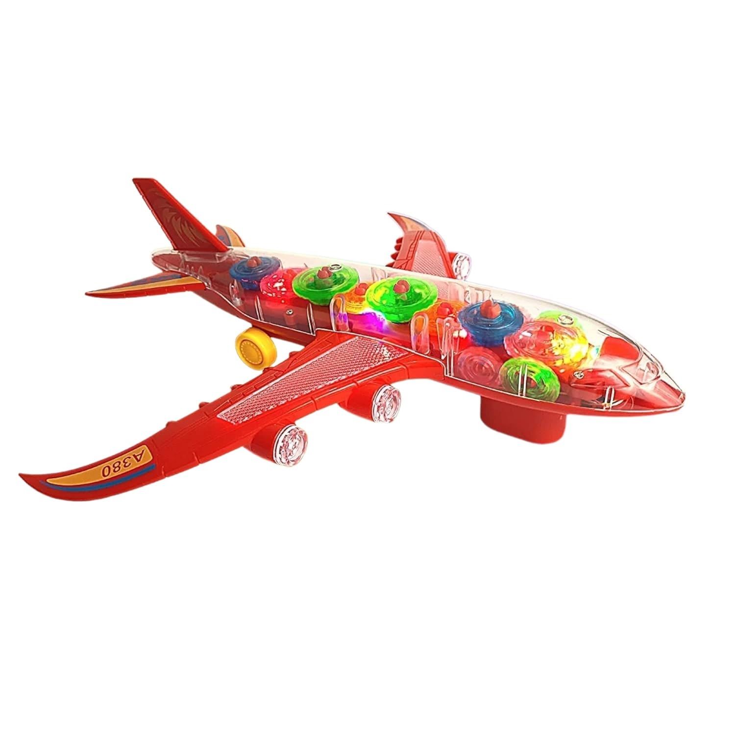 KTRS Enterprise Gear Display Transparent Airplane Large Toy for Kids - 360 Rotating Concept Racing with 3D Flashing LED Lights and Music (Gear Airplane)