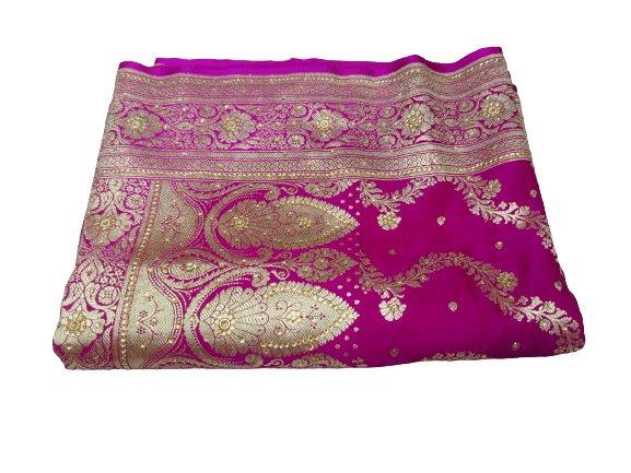 Banarasi Woven Floral Rani Silk Saree