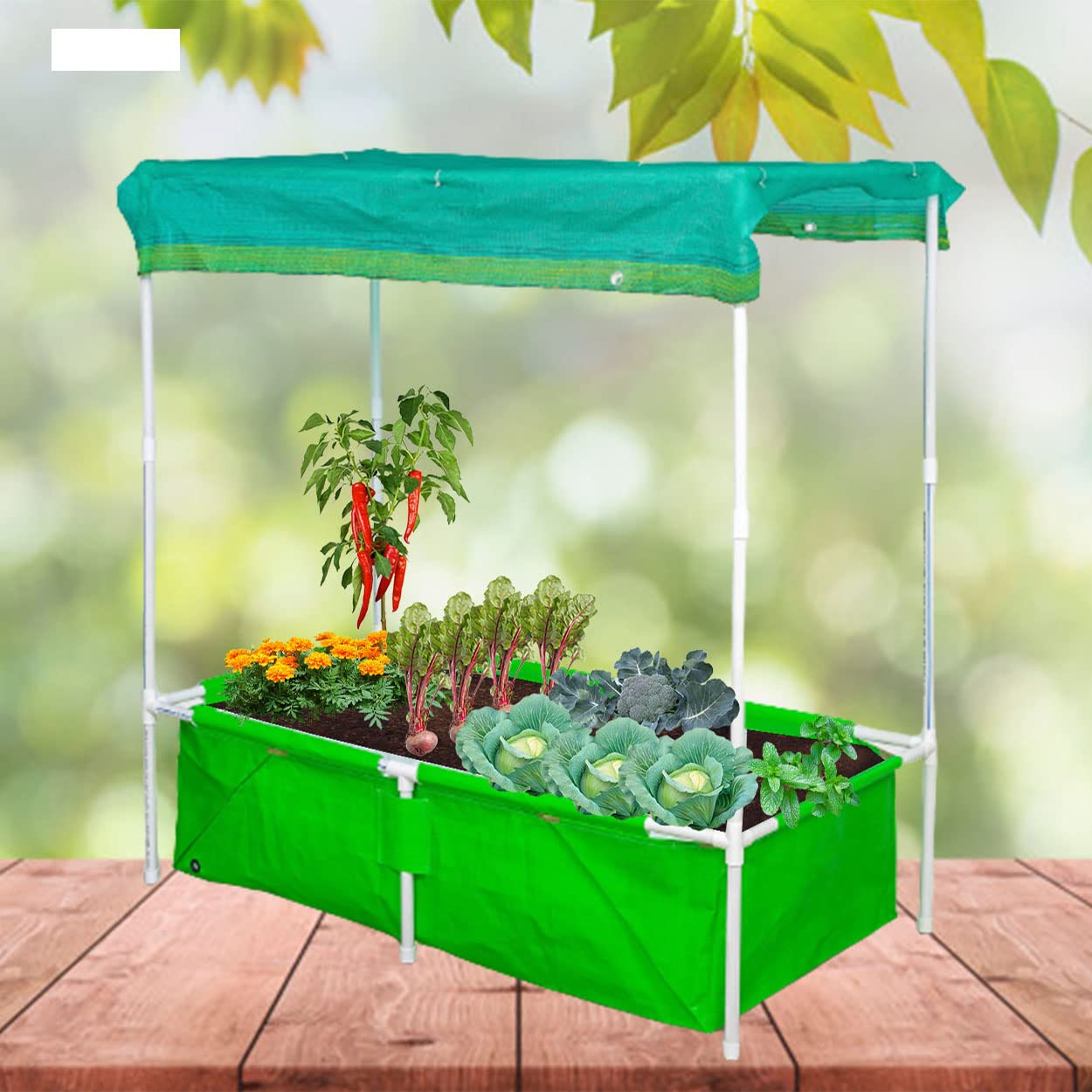 WNE Jaliwale (Size - 4 X 2 X 1 Feet HDPE Rectangle Grow Bag with PVC Pipe Support Full Structure & Rectangle Grow Bag with Supporting PVC Pipes, Grow Bags with Support for Terrace Gardening