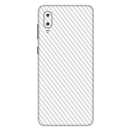 FCS White Carbon Fiber Mobile Back Screen Protector Skin wrap (Not Back Case/Cover) for Samsung Galaxy M02 with Camera Protector (Back+Camera) | Pack of 2