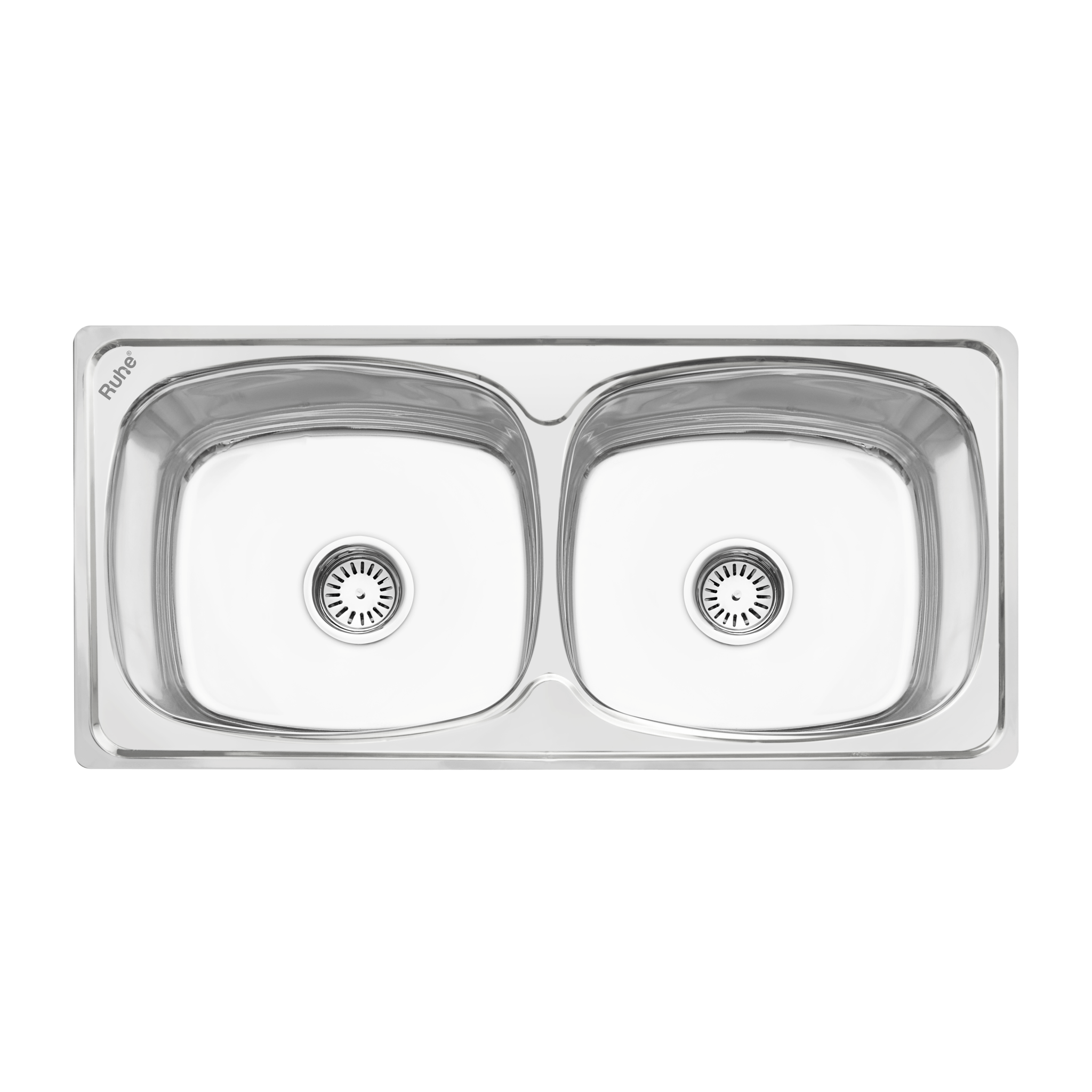 Oval Double Bowl (45 x 20 x 9 inches) Kitchen Sink - by Ruhe®