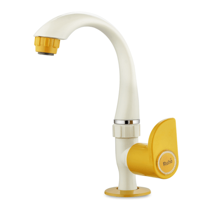 Gold Curve PTMT Swan Neck with Swivel Spout Faucet - by Ruhe®