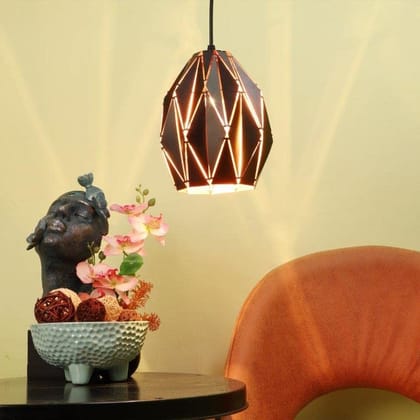 Eliante Iron Hanging Light Black Base Black White Shade Hanging Light for Living Room, Bedroom, Dining Room, Kitchen