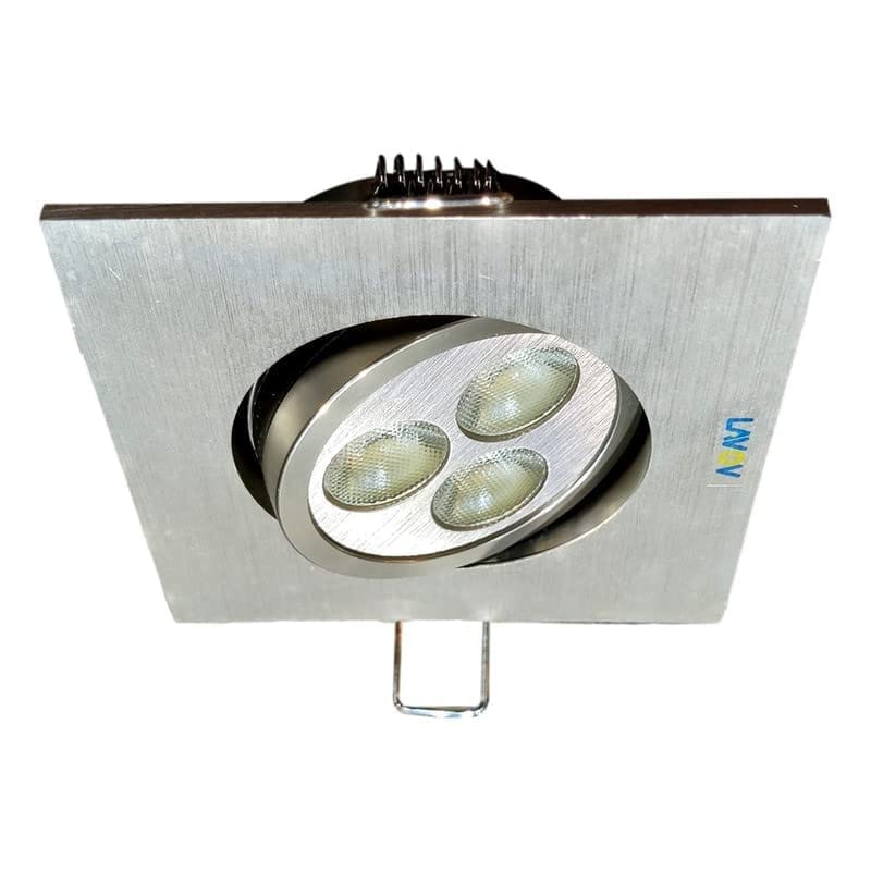 LAVOV Aluminium 3W- Square Led Spot Light - Recessed, Body Colour - Satin Nickel, LED - Warm White (3k), Warranty - 2 Years