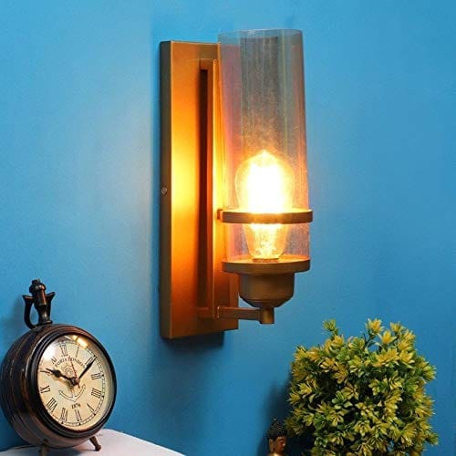 ELIANTE Metal Wall Light Gold Wall Mount Glass Sconce Decorative Night Wall Light for Living Room, Bedroom, Dining Room, Kitchen