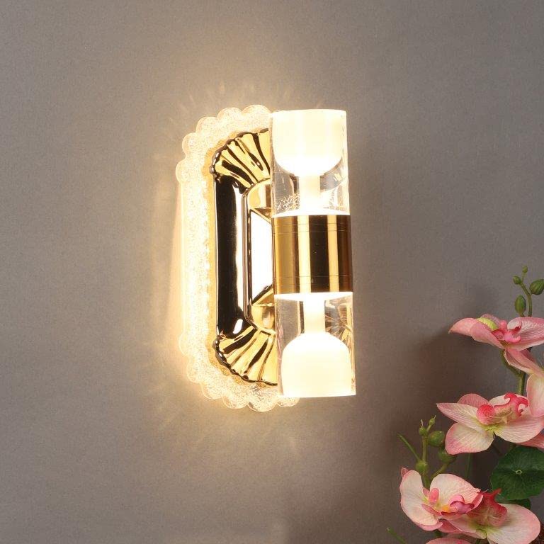 ELIANTE Gold Iron & Acrylic Base White Acrylic Shade Wall Light - Ip-1W - Inbuilt LED