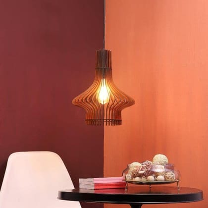 Eliante Wood Hanging Light Brown Base Brown MDF Shade Hanging Light for Living Room, Bedroom, Dining Room, Kitchen