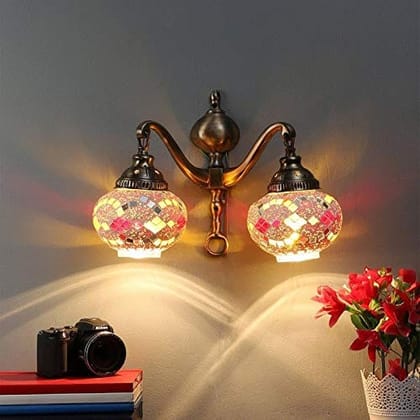 Eliante Double Metal Wall Light Antique Brass Portuguese Style Wall Light Sconce Antique Bronze Golden Wall Lamp - without Bulb(AC)