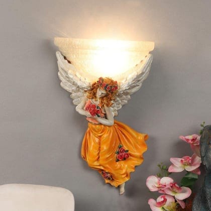 Eliante Fiber Wall Light Multicolor Base White Glass Shade Wall Light for Living Room, Bedroom, Dining Room, Kitchen