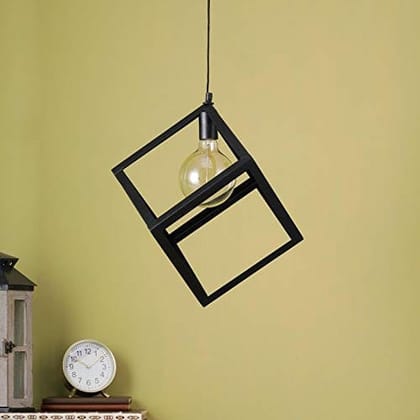 Elainte -Modern Black Metal Single Hanging Light by Jainsons Lights - SQ-HL-6x6 - Without Bulb