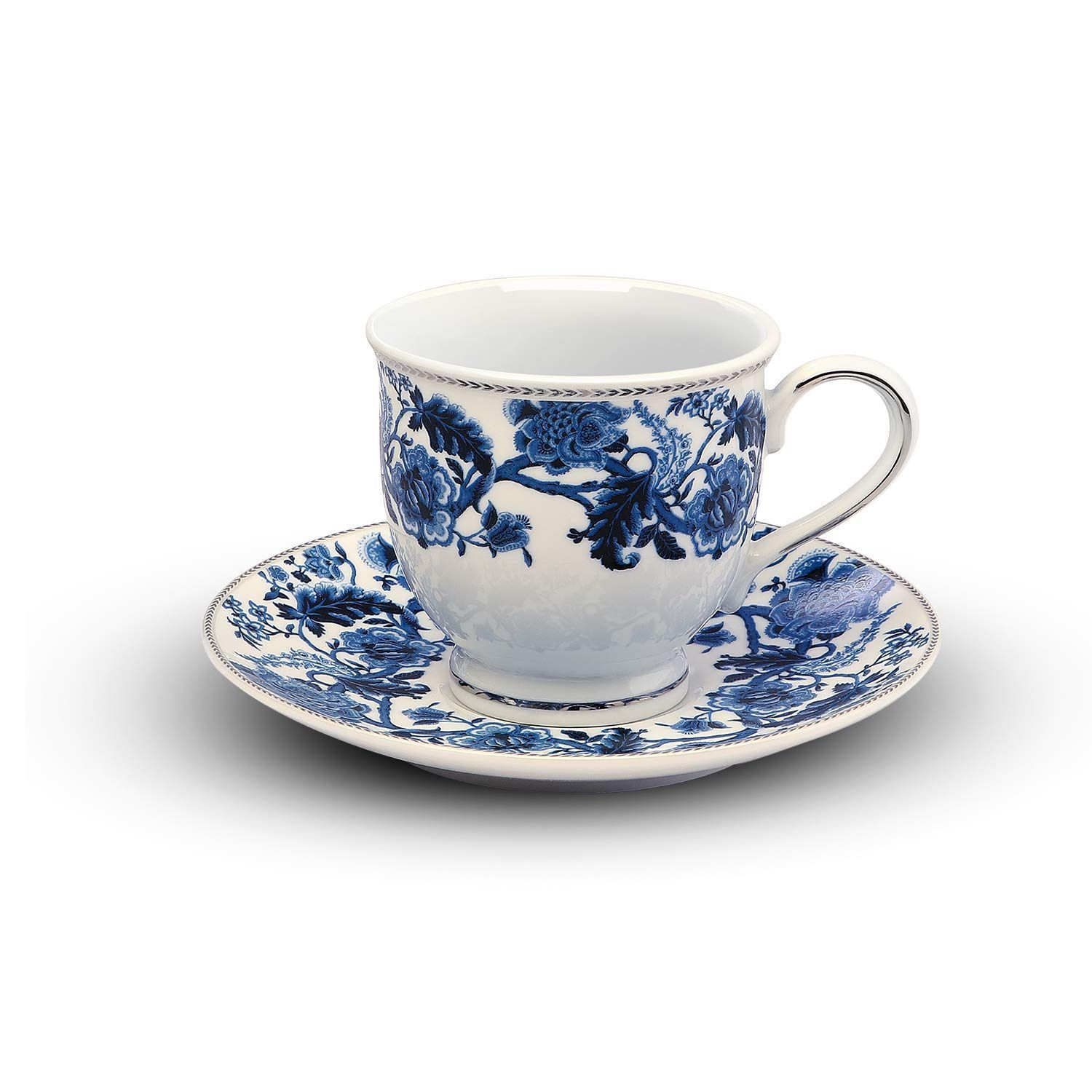 Hitkari Potteries -Monsoon Cup & Saucer Set of 6 | for Morning & Evening Tea | Material: Porcelain | Luxury Tea Ware with Elegant Design |12 -Pieces, (White, Set of 6)