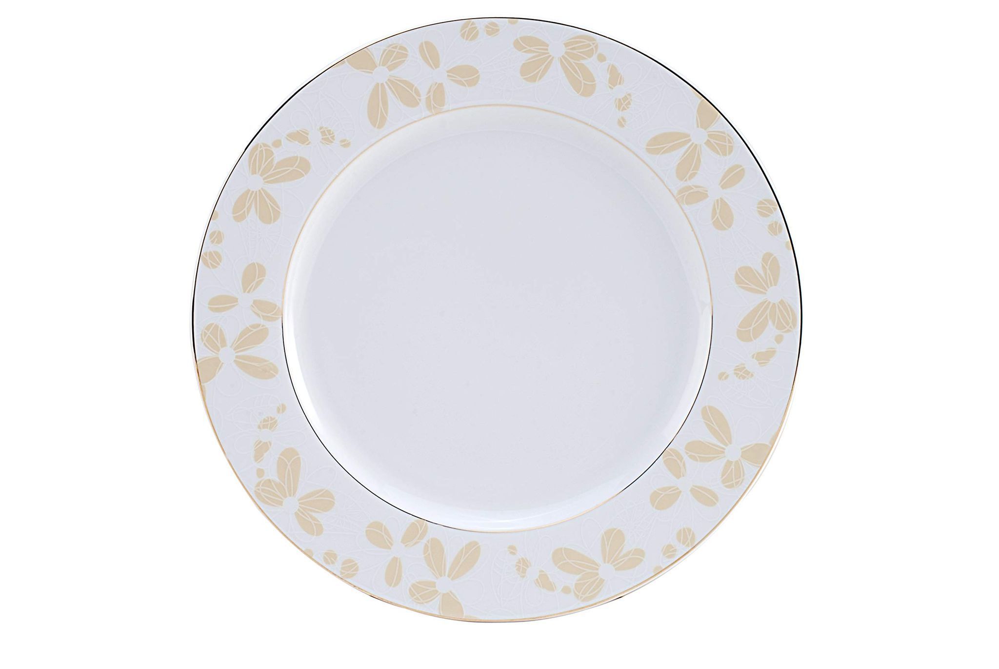 Hitkari Potteries Porcelain 16224C Rice Plate Set of 1 Pc Platter for Home & Kitchen Rice Plate Set (31cm, White)