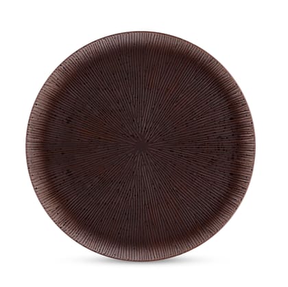 Hitkari Potteries Porcelain Rustic Brown Rice Plate Set of 1 Pc Platter for Home & Kitchen Rice Plate Set 31cm (Brown,Embossed)