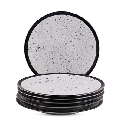 Hitkari Potteries Porcelain RAW Grey Side Plate Set of 6 PCS for Home & Kitchen | Ceramic Side Plate Set | Full Plate (20cm, Grey)