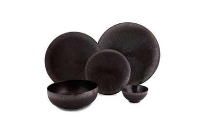 Hitkari Porcelain Rustic Brown Dinner Set 21pc | for Home & Kitchen | Material: Porcelain| Luxury Dinnerware| 21Pc (Brown,21pc.)