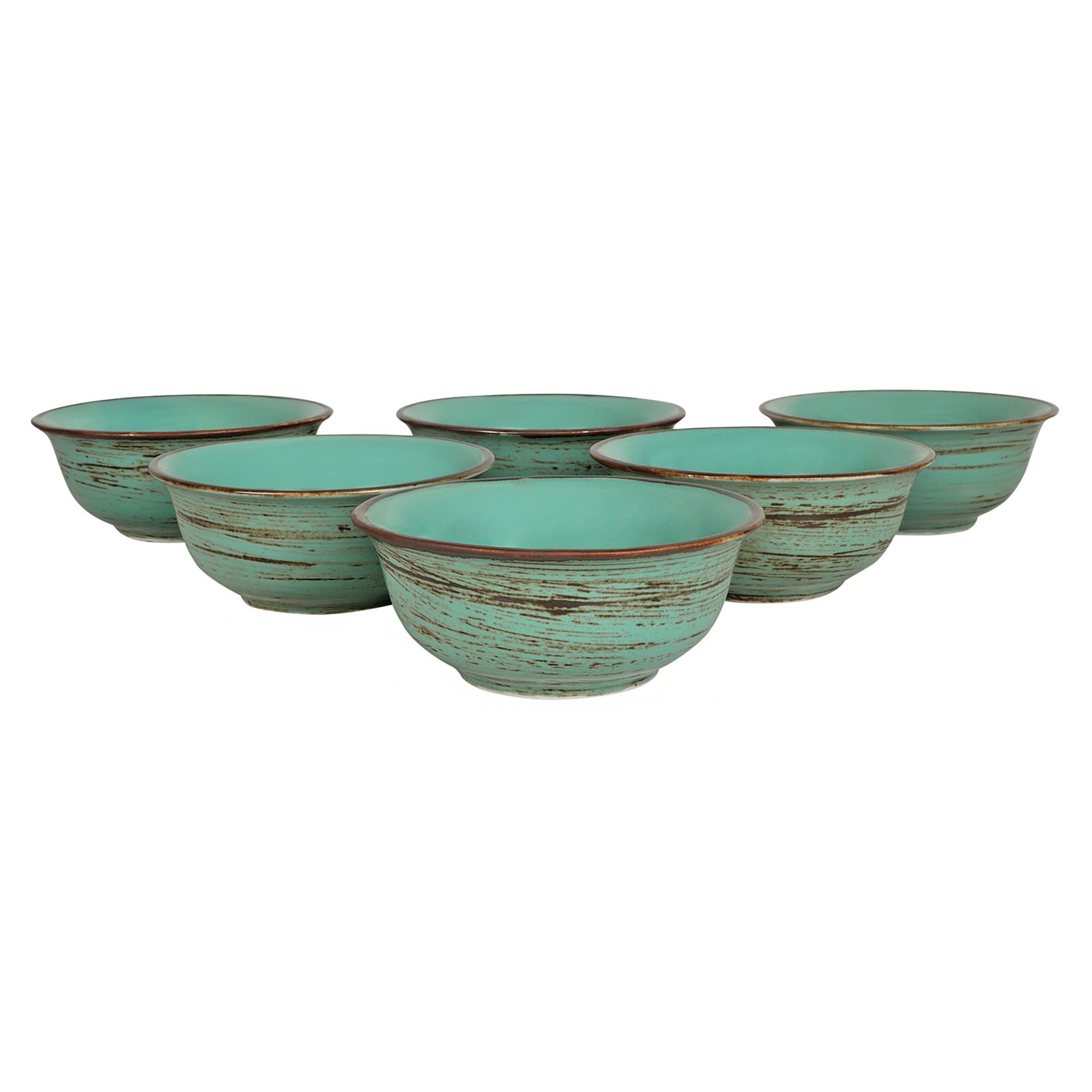 Hitkari Porcelain Nostalgia Tiffani -6 PC. Bowl Set (10cm) for Home & Kitchen | Green | Microweb Safe & Dishwasher Safe | Standard