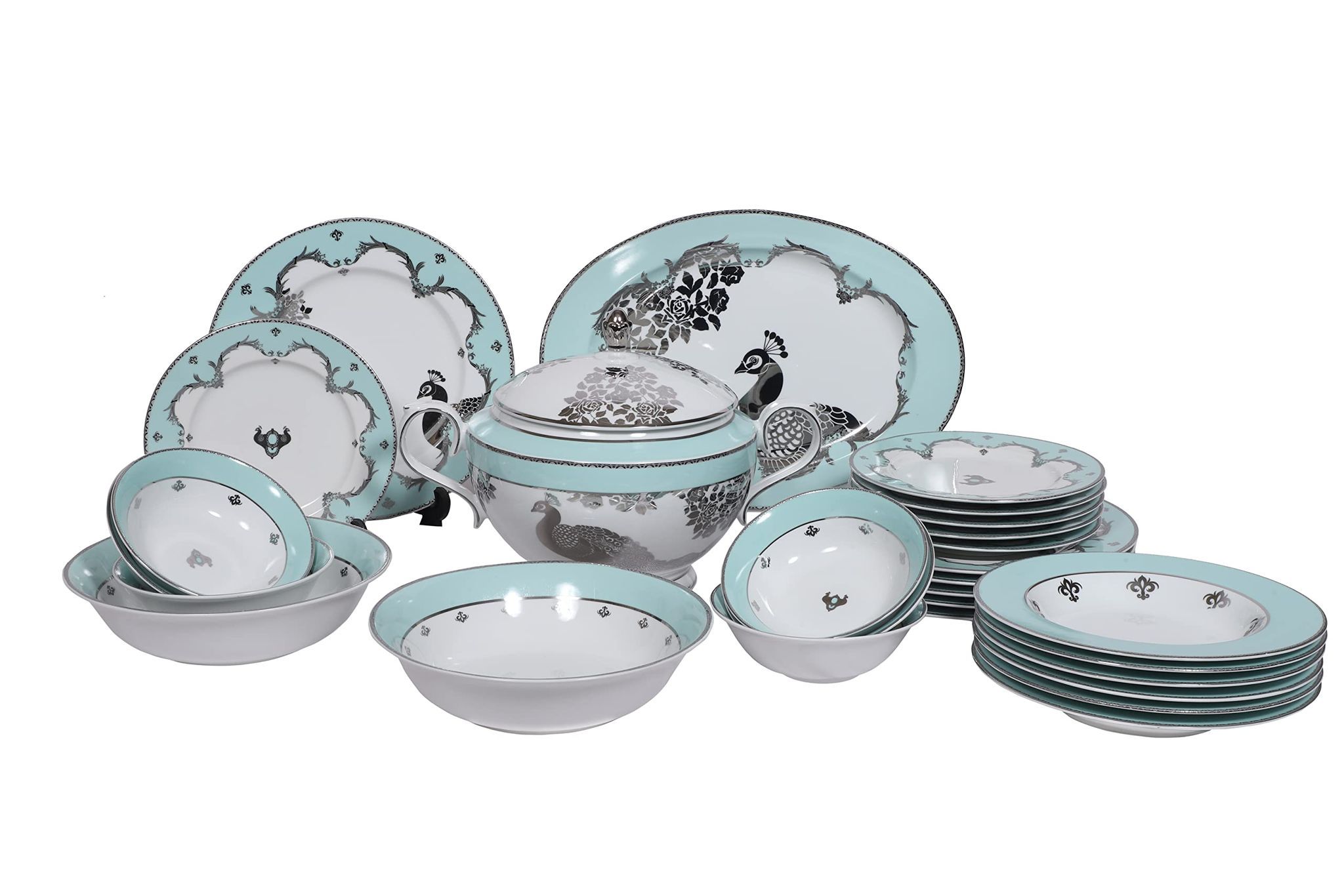 LE TAUCI Dinnerware Sets 12 Piece, Serve for 4, Ceramic Plates and Bowls Set  (10