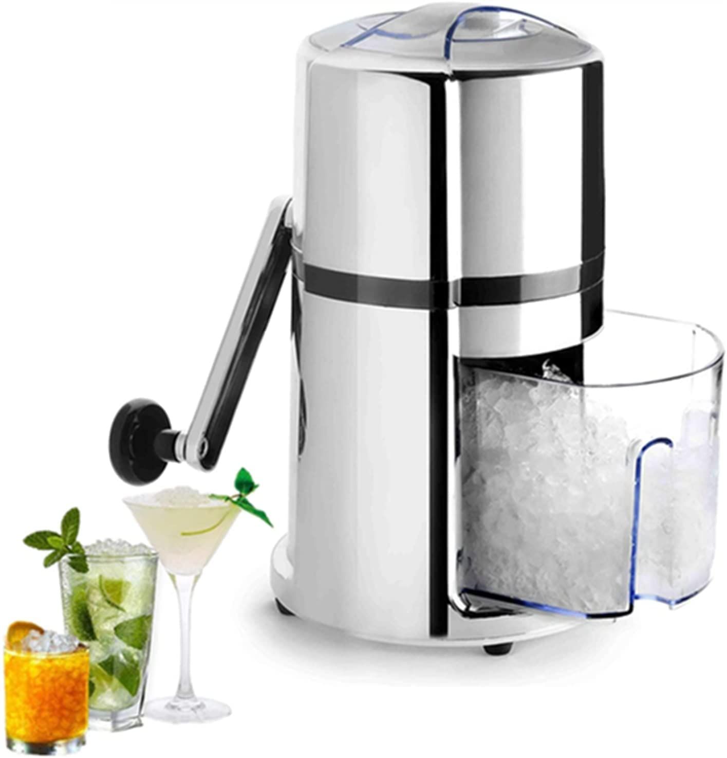 Montavo by FnS Stainless Steel Ice Crusher Manual Machine with Stylish Mirrored Finish Includes a Scoop and Ice Tray