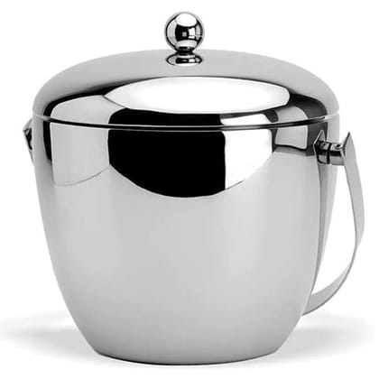 FnS Mirror Finish Apple Double Walled Insulated Stainless Steel Ice Bucket with Ice Tong for Home & Bar (1 Ice Bucket,1 Ice Tong)