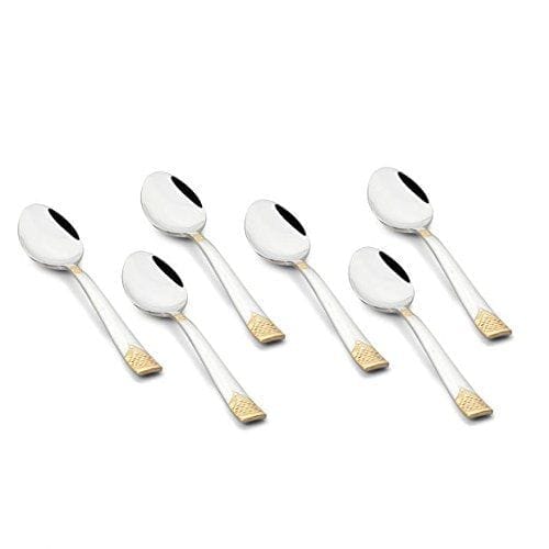 FnS August Stainless Steel 24 Karat Gold Plated Tea Spoon (Set of 6)