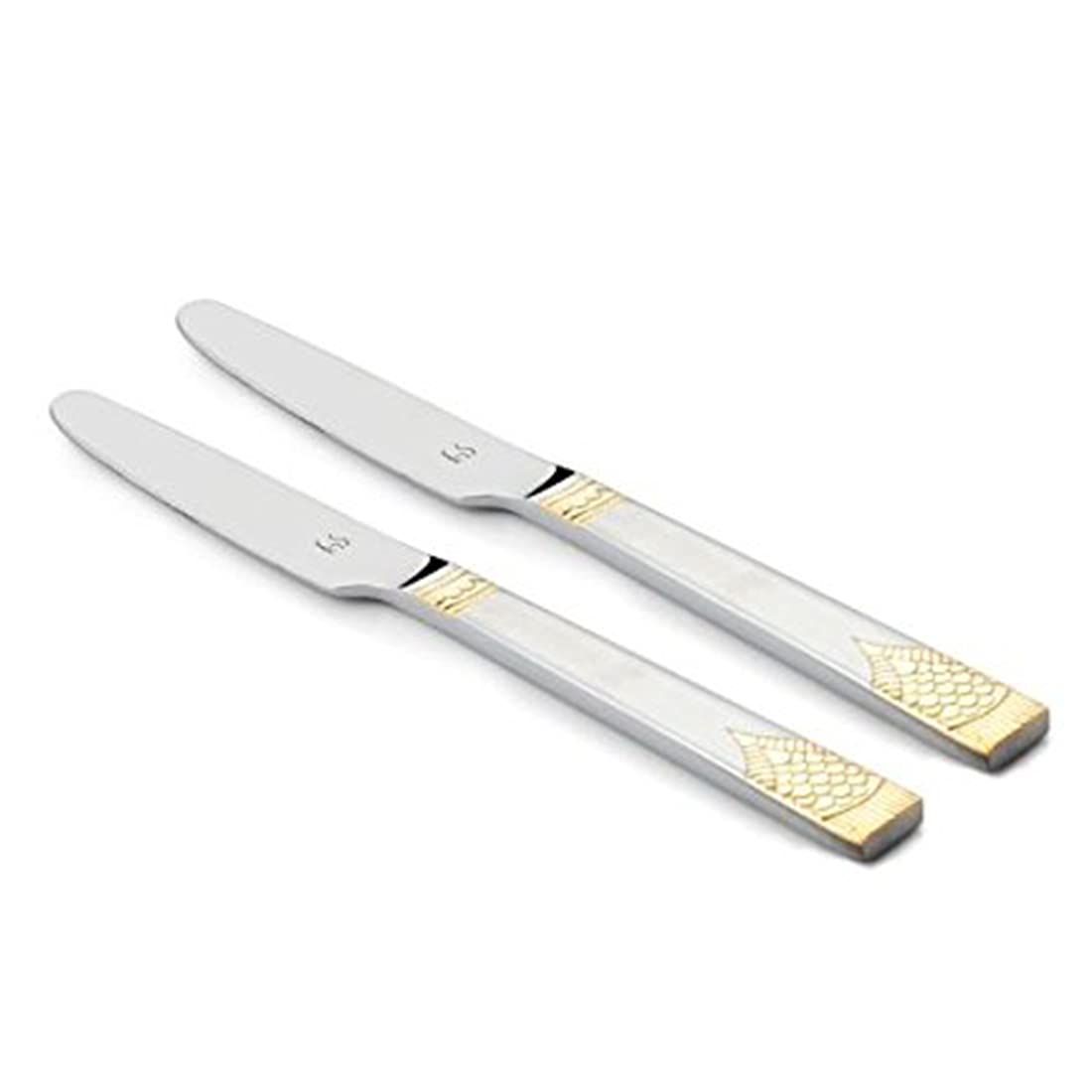 FNS August 24 Karat Gold Plated Stainless Steel Dinner Knife/Butter knife with Mirror Finish (Set of 2)