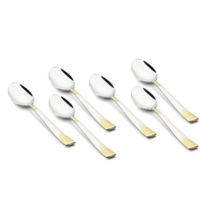 FnS August Premium Food Grade Stainless Steel 24 Karat Gold Plated Baby Spoon (Set of 6)