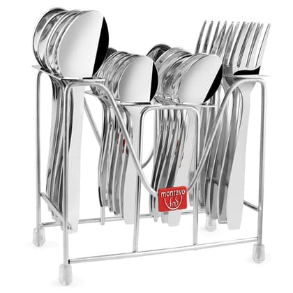 Montavo by FnS Rio 24 Pcs Cutlery Set with Hanging Stand (6 Dinner Spoon, 6 Dinner Fork, 6 Teaspoon, 6 Baby Spoon & 1 Stand)