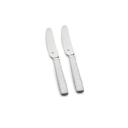 FNS Madrid Stainless Steel Dinner Knife/Butter knife with Mirror Finish & Hammer Finish on Handle, Set of 2