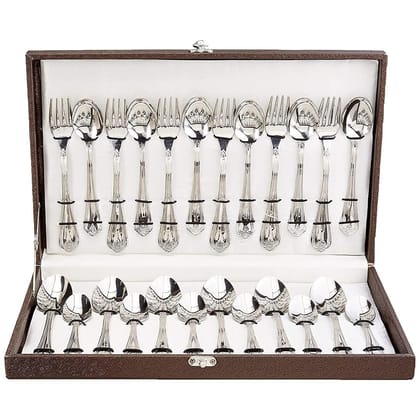 FNS Stainless Steel Manchester Cutlery Set with Baby Spoon, 24-Piece, Silver, MNST24B