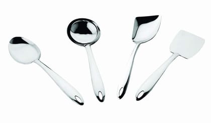 FNS Montavo Premium 4 Pcs Kitchen Tool Set Rice Serving Spoon, Gravy Ladle, Solid Turner (Medium Size)