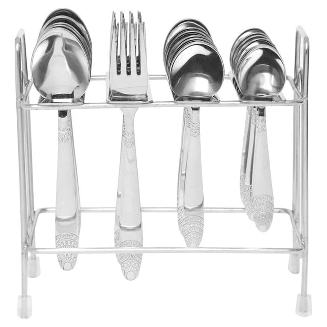 FnS Kenwood Stainless Steel Cutlery Set of 24 with Stand (6 Dinner Spoon, 6 Dinner Fork, 6 Tea Spoon & 6 Teaspoons)