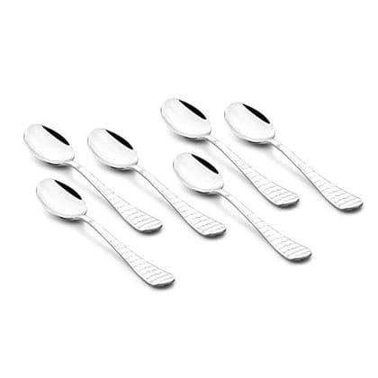 FnS Galaxy Premium Stainless Steel Hammered Design on Handle Dinner Table Spoon (6 Dinner Spoons)