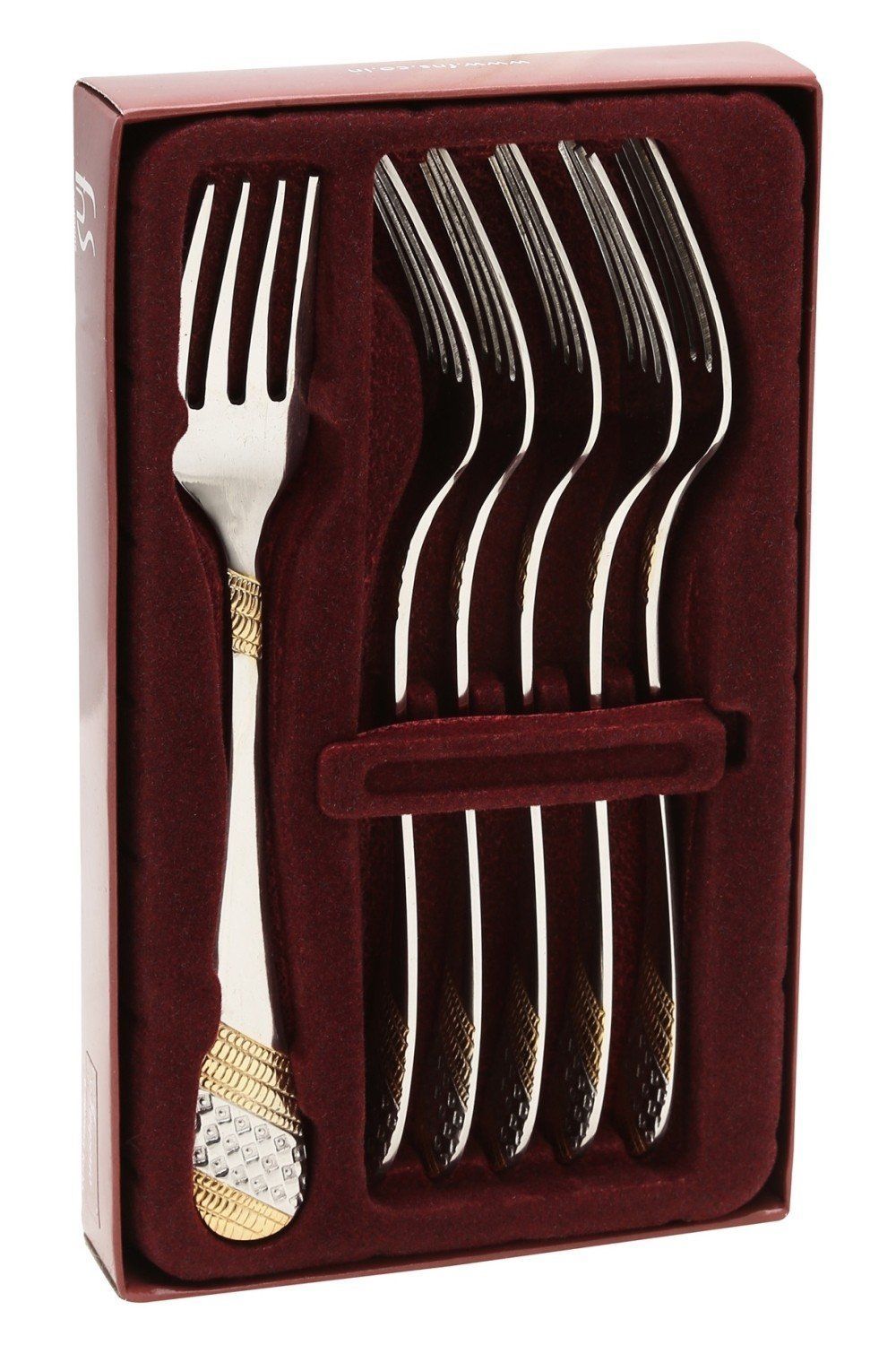 FnS Imperio 24 Karat Gold Plated 6 PCs Dinner Fork Sets with Gift Packaging